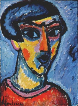 Alexey Petrovich Bogolyubov Painting - head in blue 1912 Alexej von Jawlensky